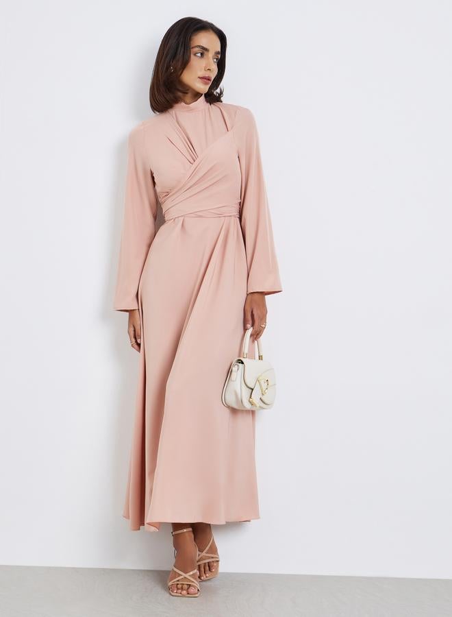 ستايلي فستان طويل لف بحافة واسعة - Image 5